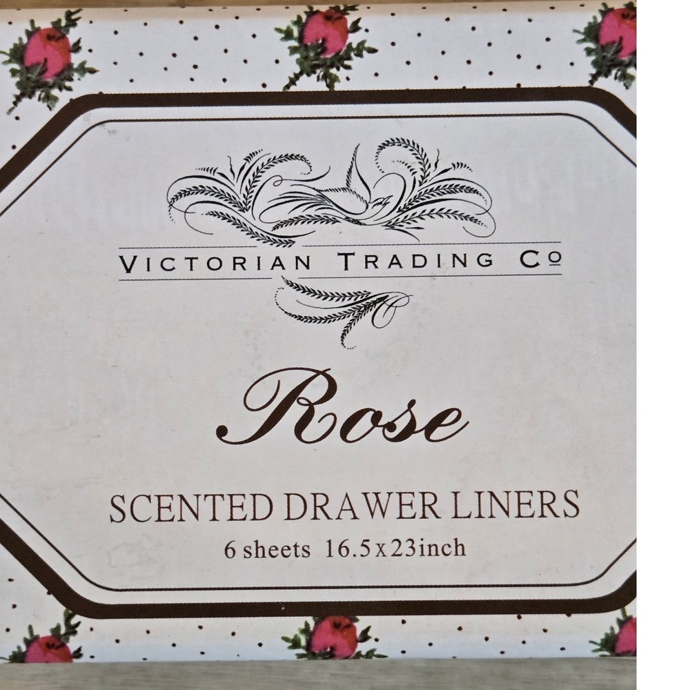 Victorian Trading Co Rose Scented Drawer Liners 6 Sheets Floral Dot 16.5x23